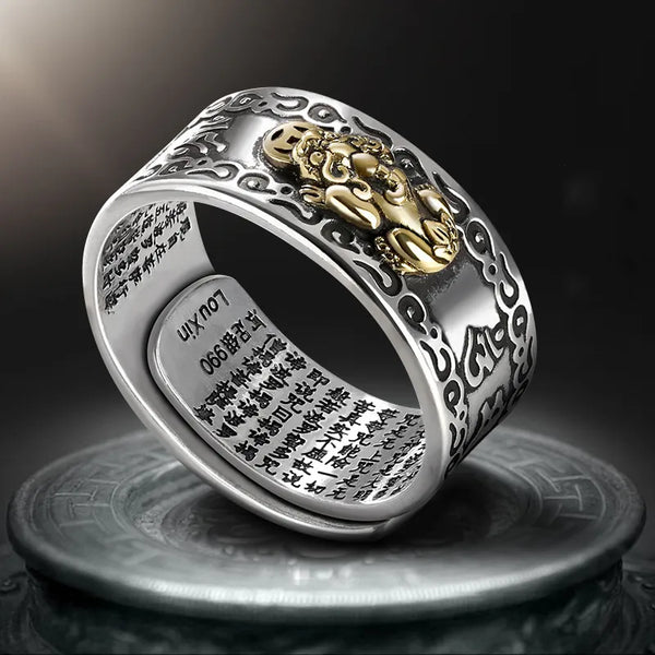 Buddhist Jewelry Feng Shui Pixiu Ring - gold
