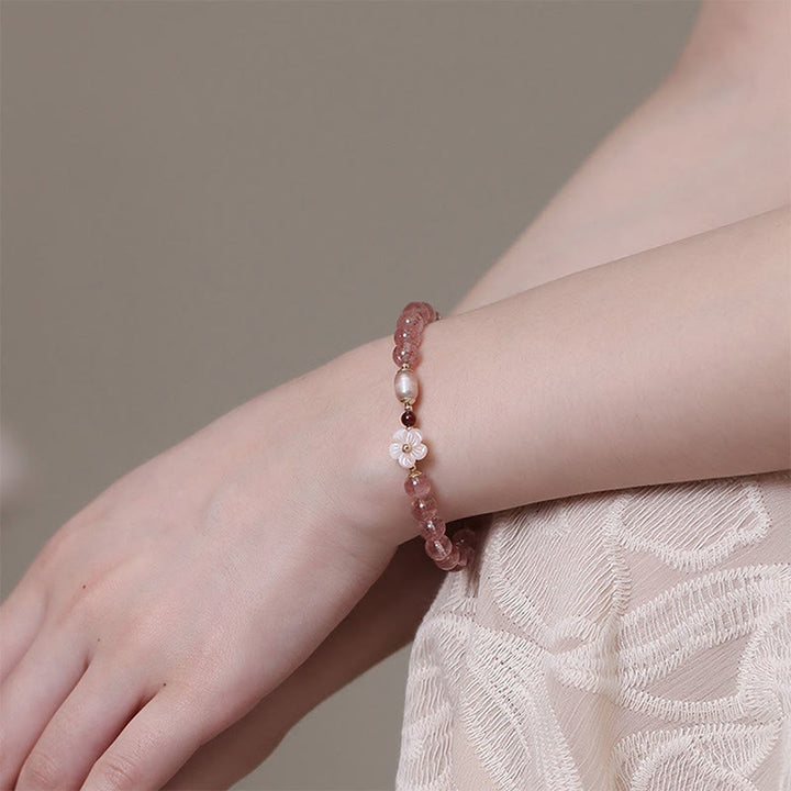 Peach Blossom Love Strawberry Quartz Bracelet - For Women