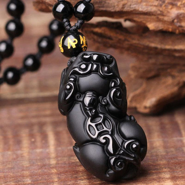 Beautiful Black Obsidian Pixiu Necklace