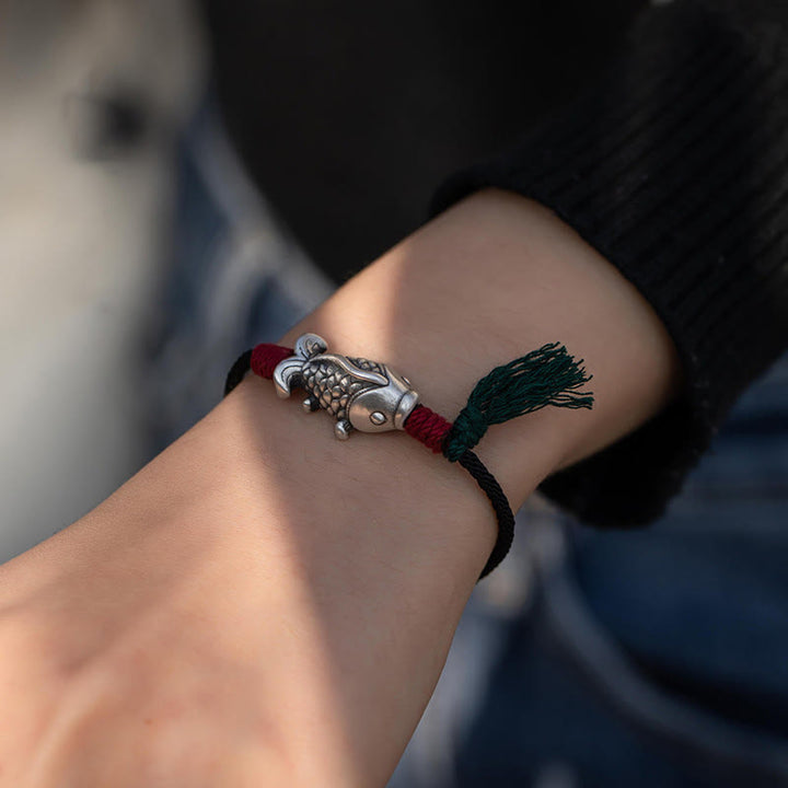 Tibetan Silver Luck Koi Fish Ethnic Bracelet