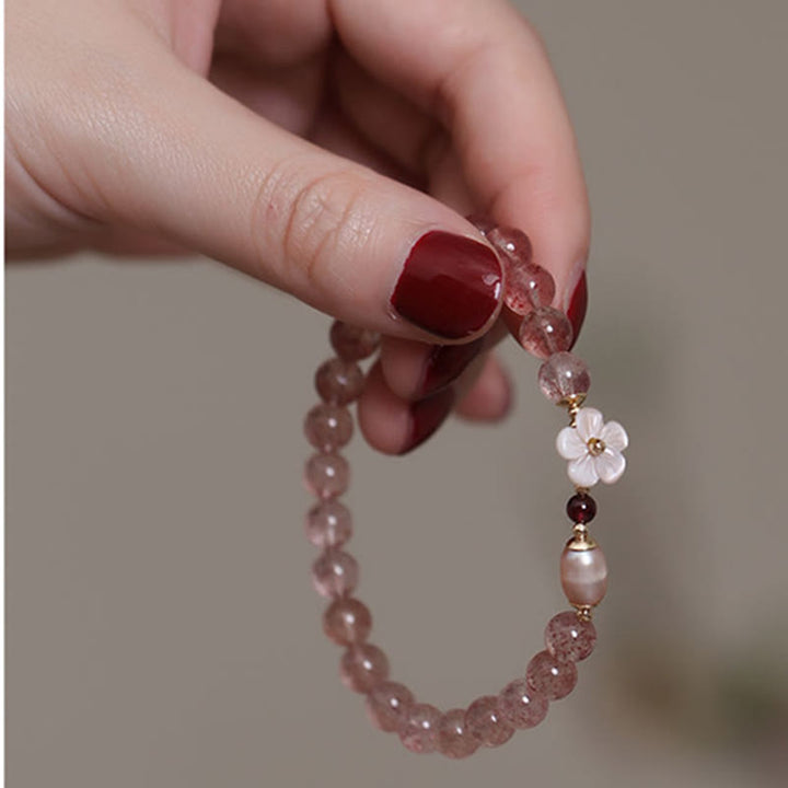 Peach Blossom Love Strawberry Quartz Bracelet - For Women