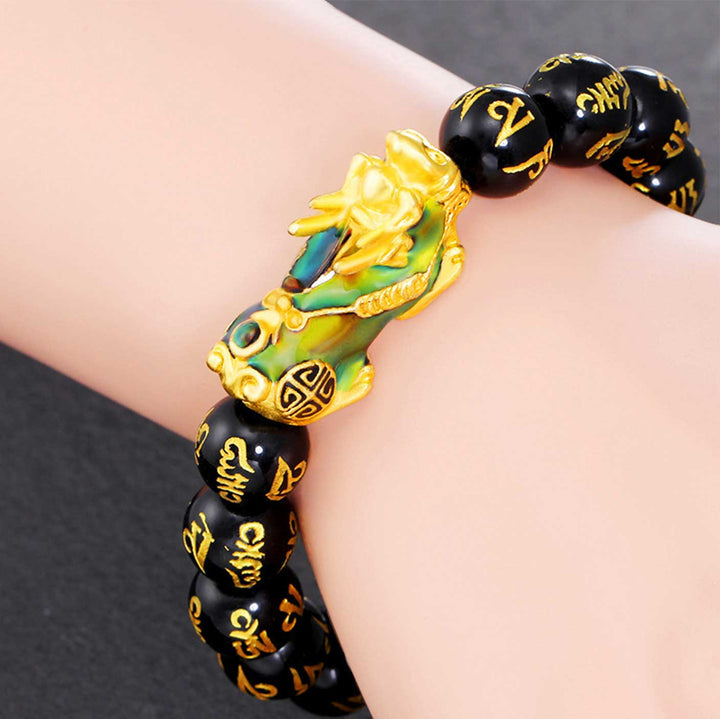 Black Obsidian Color-Changing Pixiu Bracelet