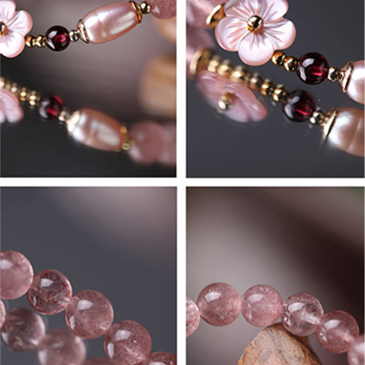 Peach Blossom Love Strawberry Quartz Bracelet - For Women