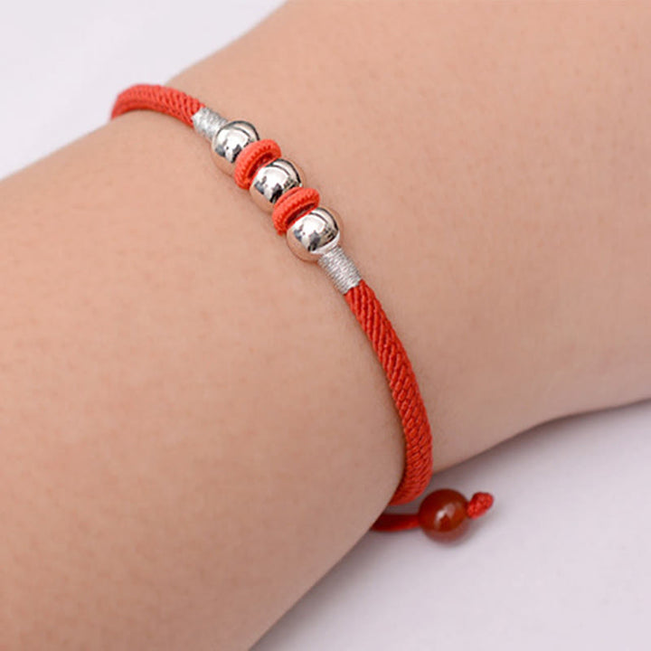 Tibetan 925 Sterling Silver Beads Red Rope Bracelet - Lucky & Protection