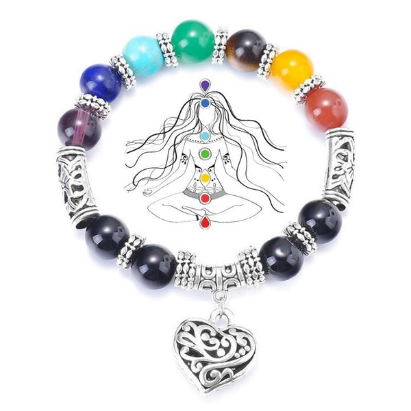 Pulsera con dijes de sanación de chakras y Reiki