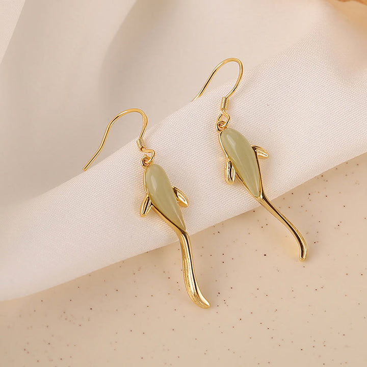 Light Green Jade Koi Fish Earrings - Good Luck