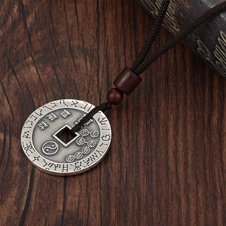 925 Sterling Silver Yin Yang Copper Coin Pendant Necklace