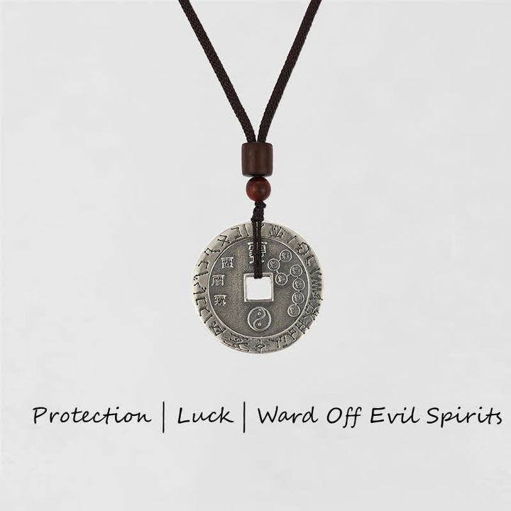 925 Sterling Silver Yin Yang Copper Coin Pendant Necklace