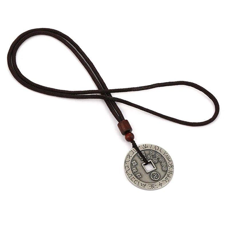 925 Sterling Silver Yin Yang Copper Coin Pendant Necklace