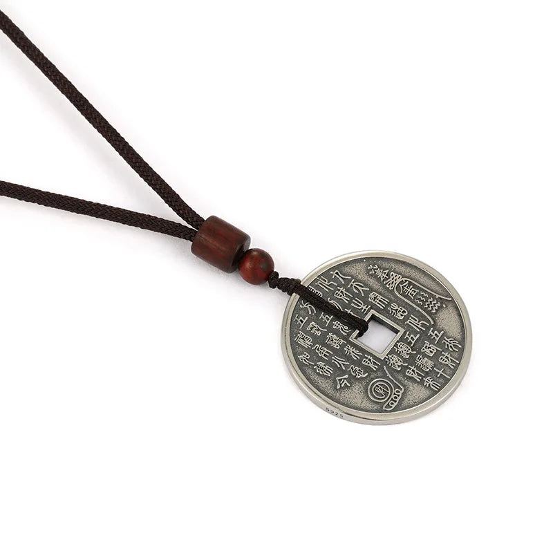 925 Sterling Silver Yin Yang Copper Coin Pendant Necklace
