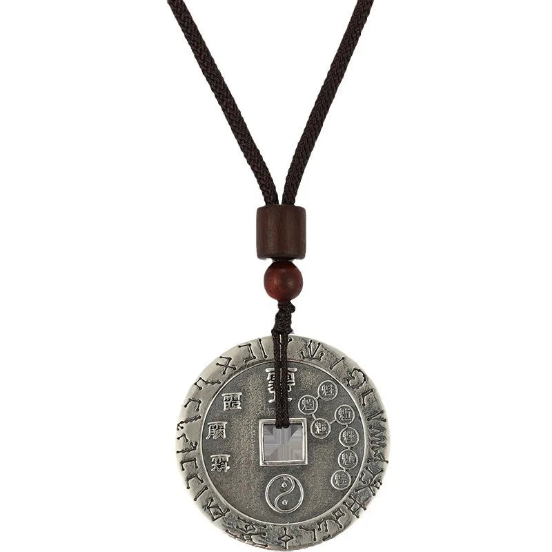 925 Sterling Silver Yin Yang Copper Coin Pendant Necklace