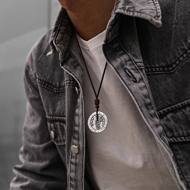 925 Sterling Silver Yin Yang Copper Coin Pendant Necklace