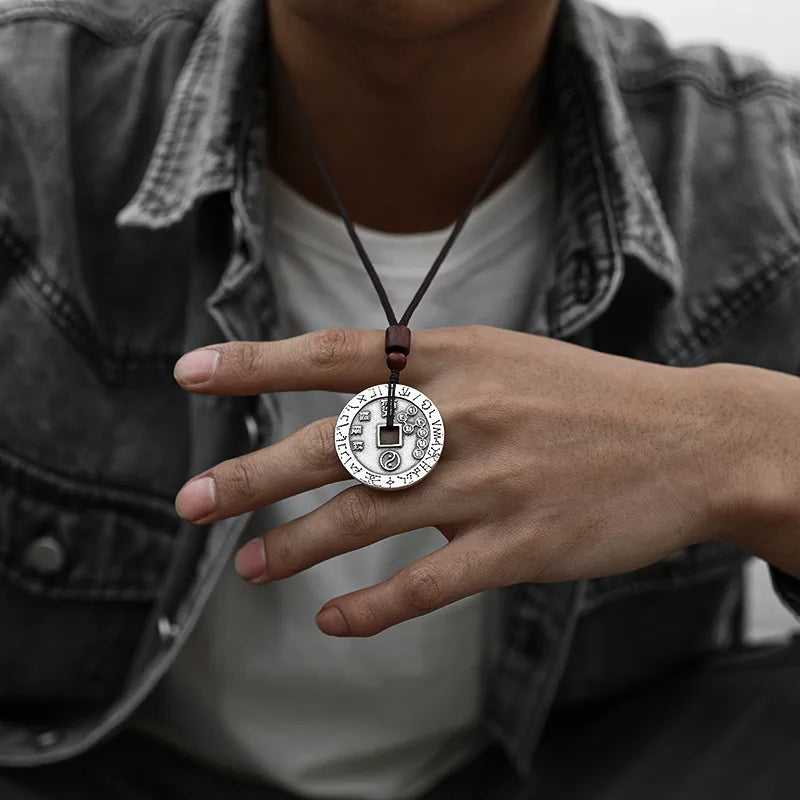 925 Sterling Silver Yin Yang Copper Coin Pendant Necklace