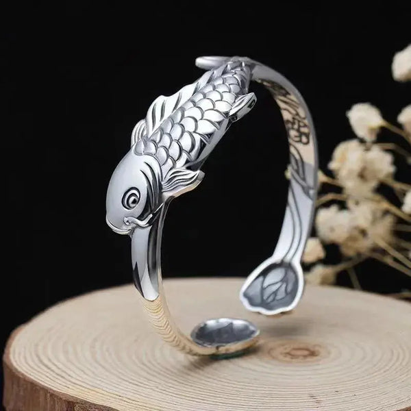 925 sterling silver Retro Koi Fish Bracelet - Attract Wealth