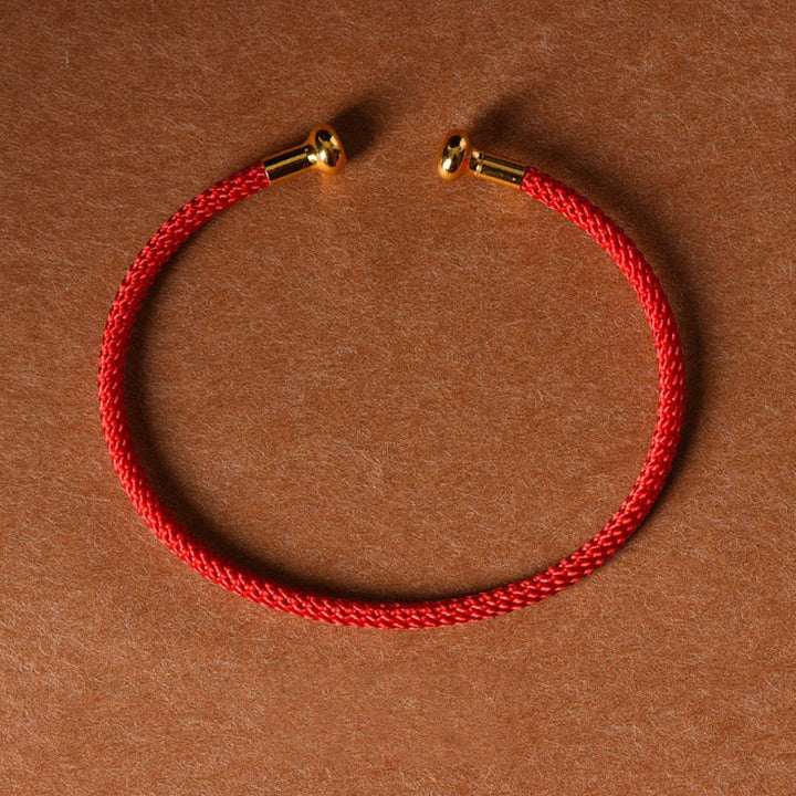 Wire Wrap Open Red Rope Minimal Bracelet