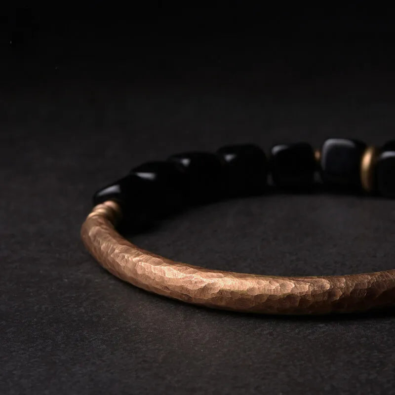 Tibetan Copper Accessories Black Obsidian Bracelet