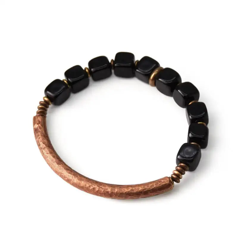 Tibetan Copper Accessories Black Obsidian Bracelet