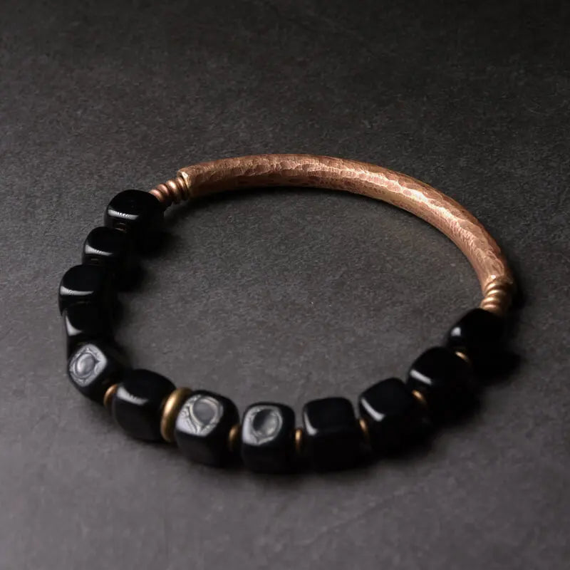 Tibetan Copper Accessories Black Obsidian Bracelet