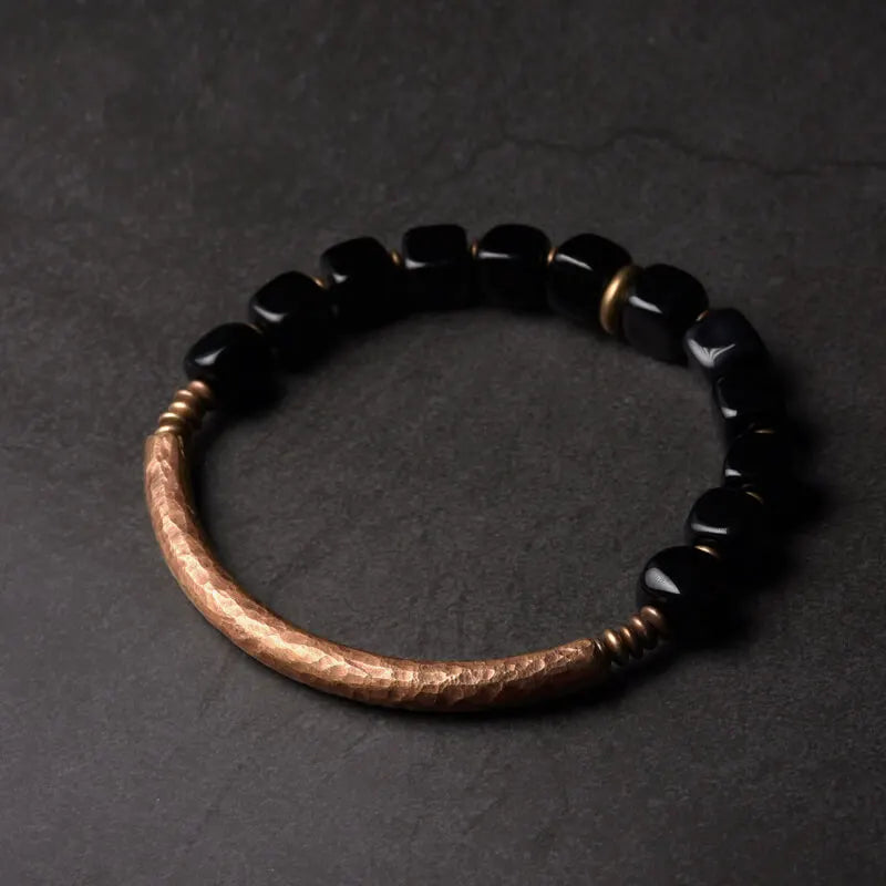 Tibetan Copper Accessories Black Obsidian Bracelet