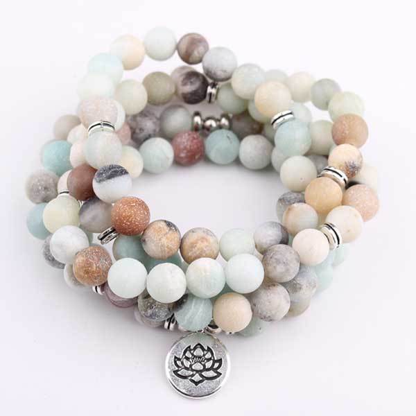 108 Mala Prayer Beads Lotus Pendant Bracelet