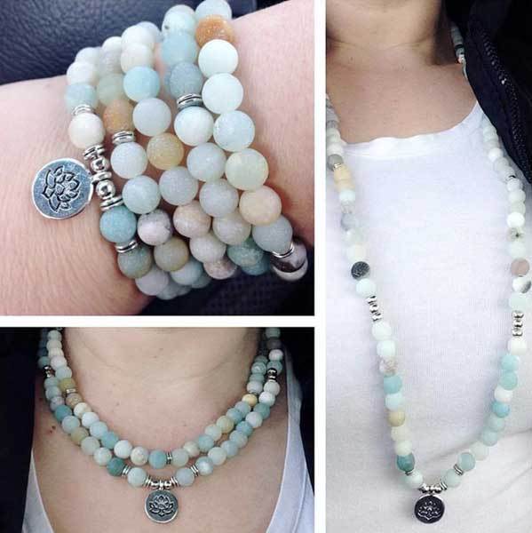 108 Mala Prayer Beads Lotus Pendant Bracelet