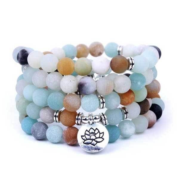 108 Mala Prayer Beads Lotus Pendant Bracelet