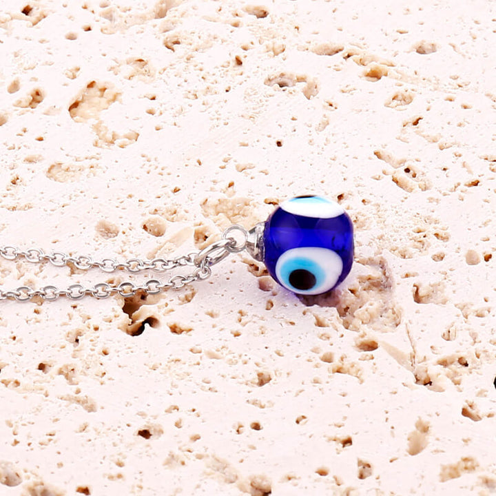 Blue Evil Eye Pendant Necklace - Silver