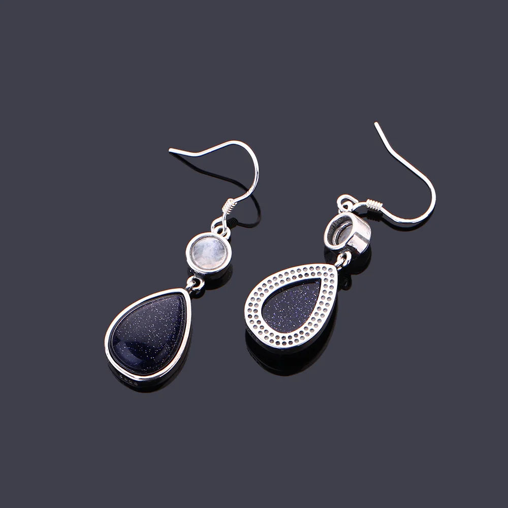 Blue Sandstone Gemstone Drop Earrings 04