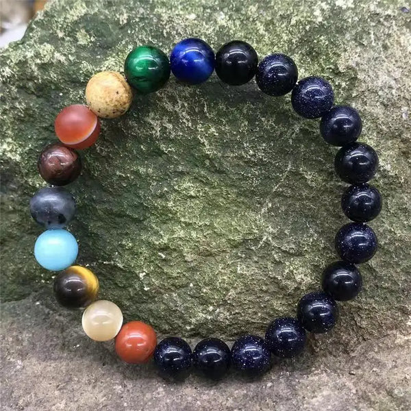 Blue Sandstone Moon Stone Chakra Bracelet 01