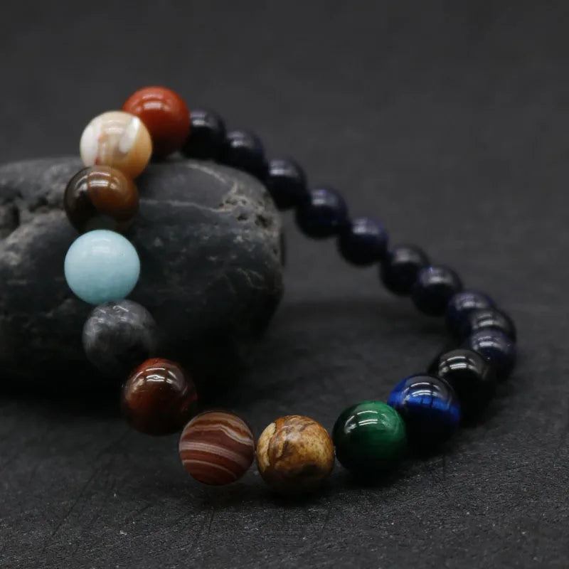 Blue Sandstone Moon Stone Chakra Bracelet 04