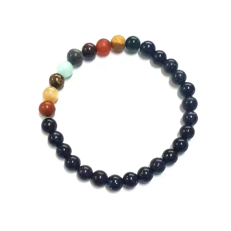 Blue Sandstone Moon Stone Chakra Bracelet 08