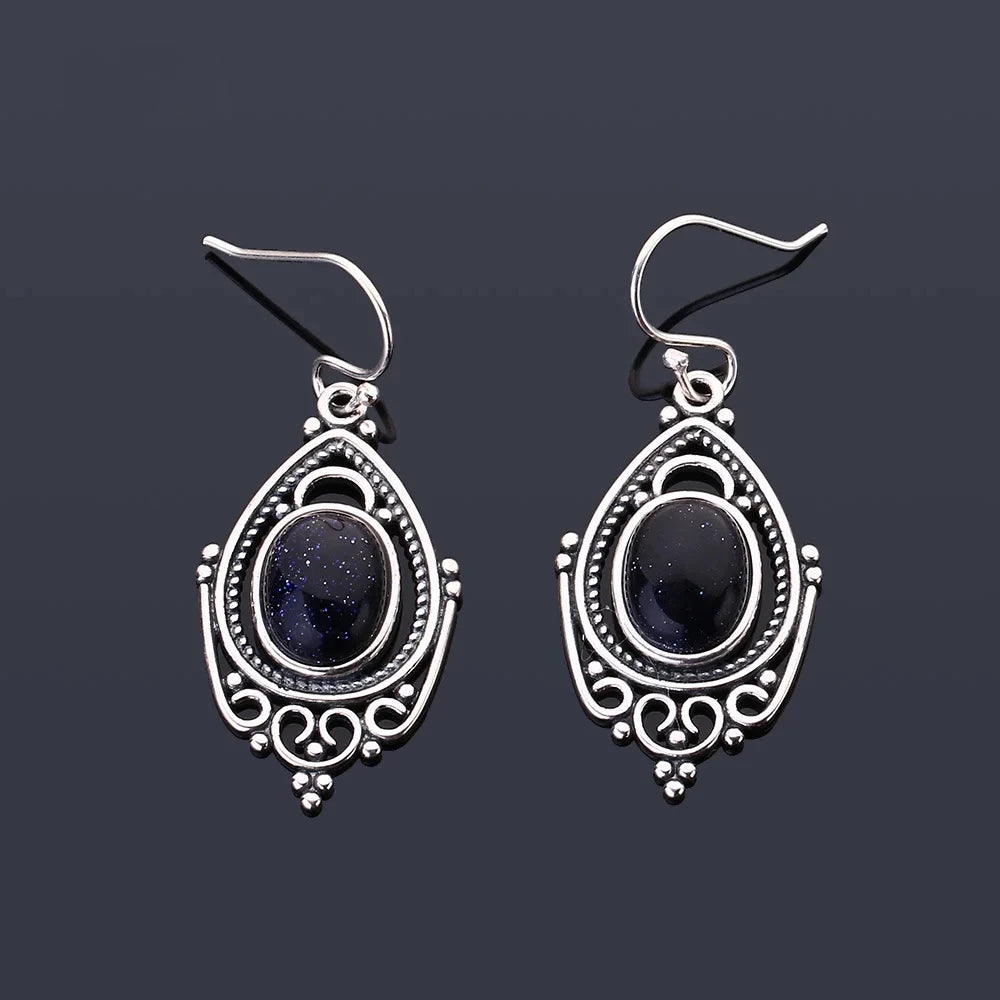 Blue Sandstone Retro Earrings 01