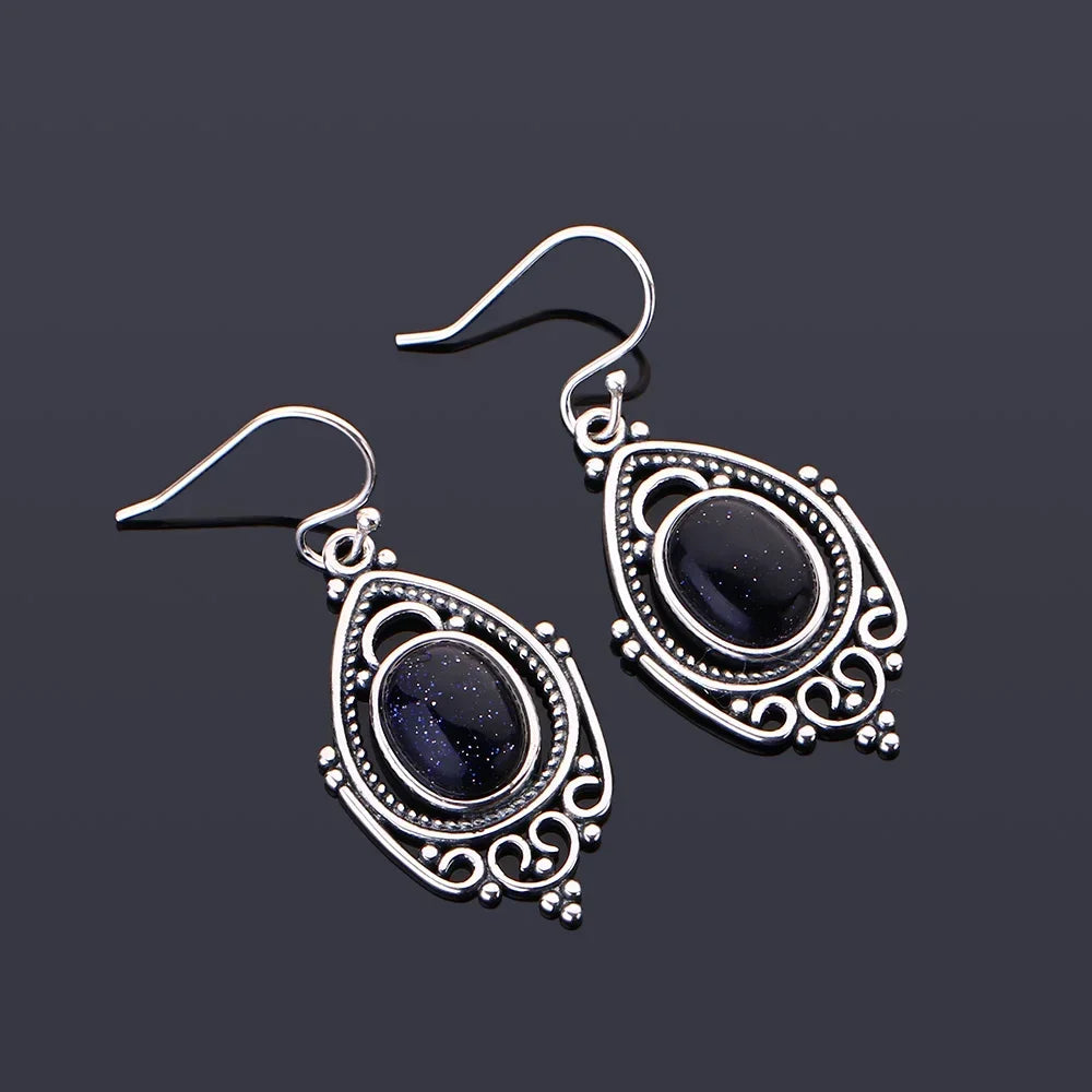 Blue Sandstone Retro Earrings 02