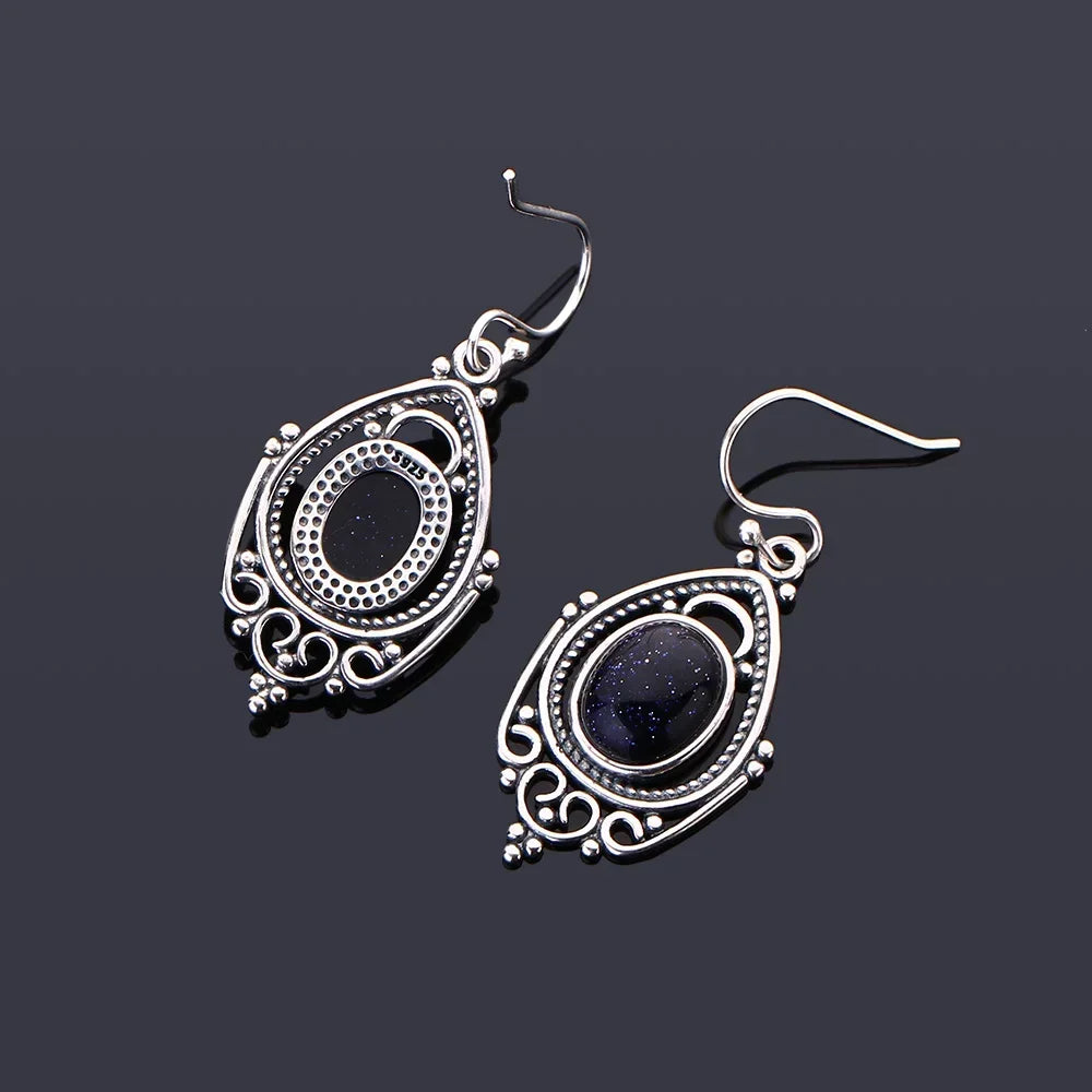 Blue Sandstone Retro Earrings 03