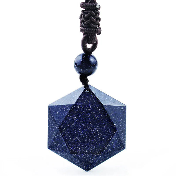 Blue Sandstone Star Necklace Pendant 01