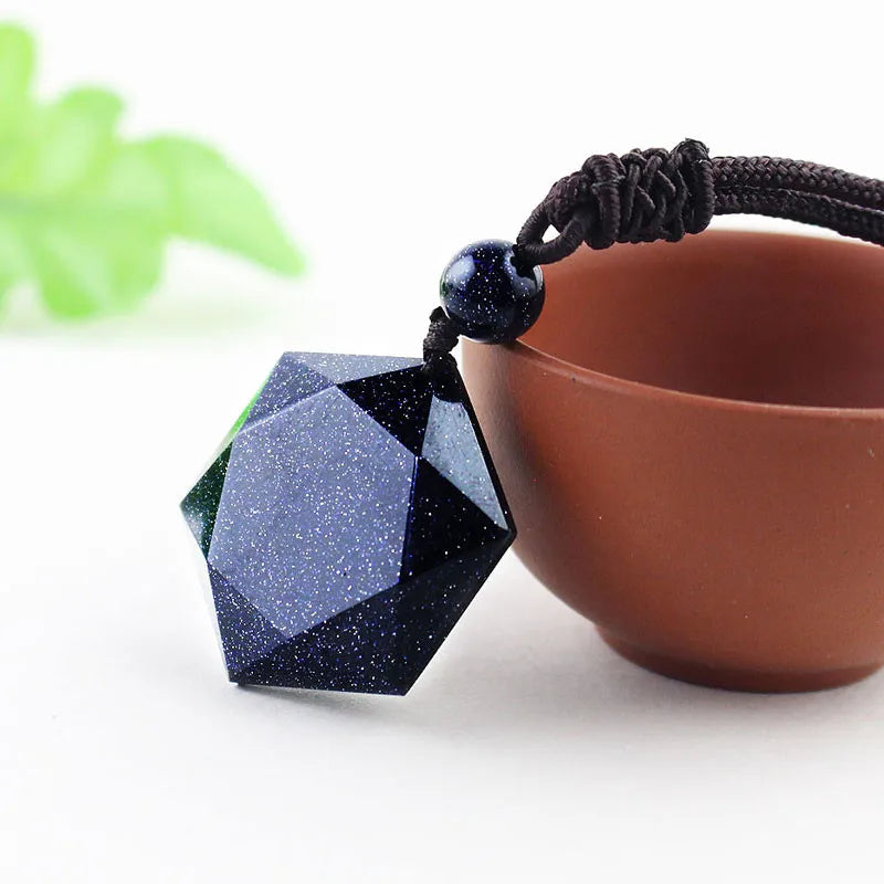 Blue Sandstone Star Necklace Pendant 02