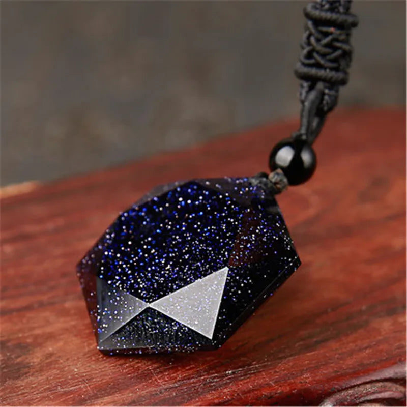 Blue Sandstone Star Necklace Pendant 03