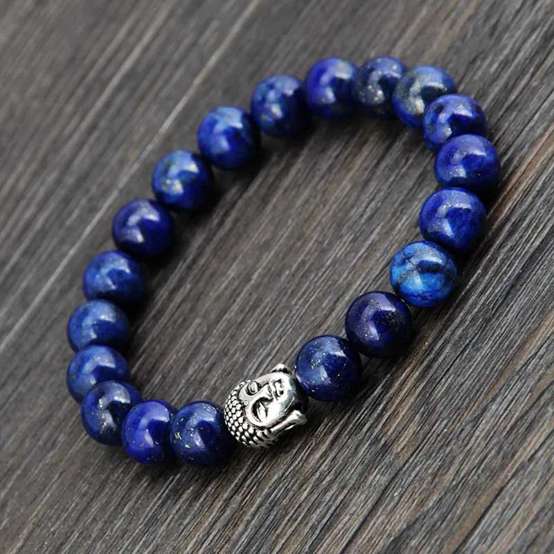 Buddha Head Blue Tigers Eye Bracelet - Intention Amplifier