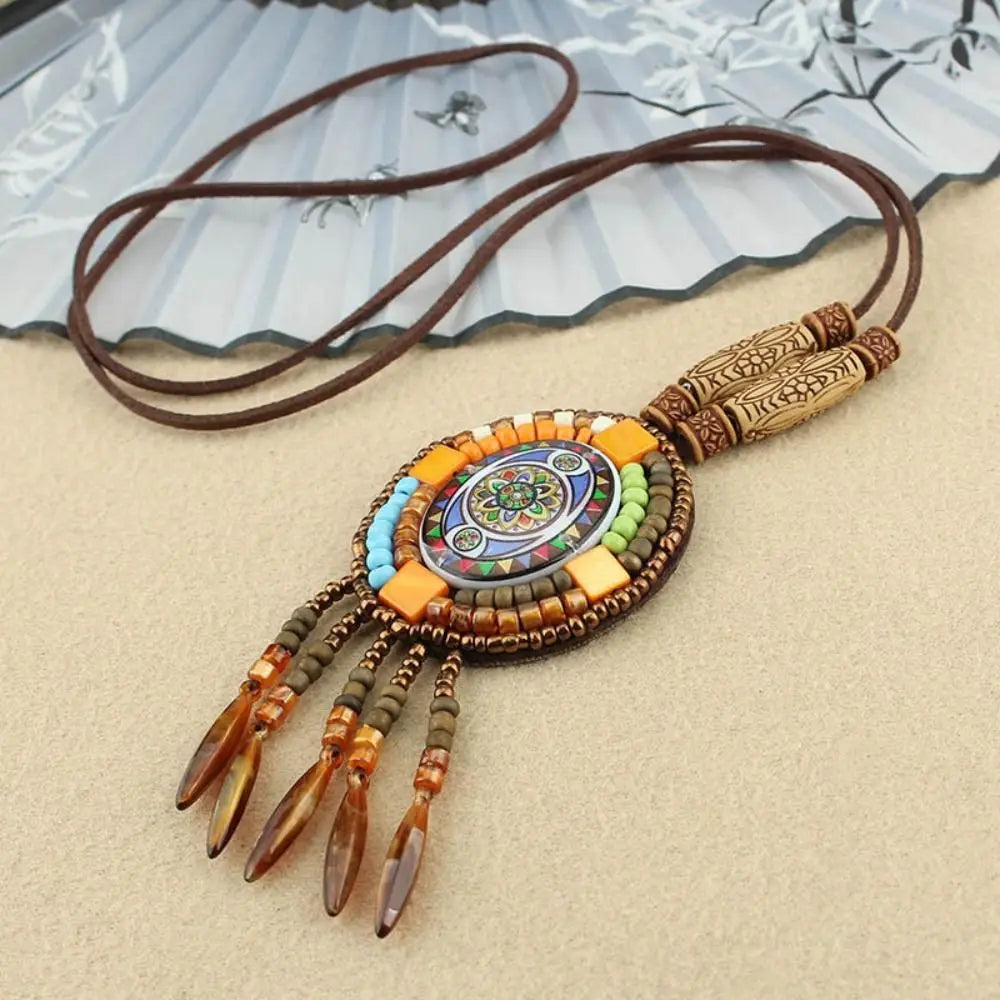 Buddhist Mandala Pattern Beads Pendant Necklace