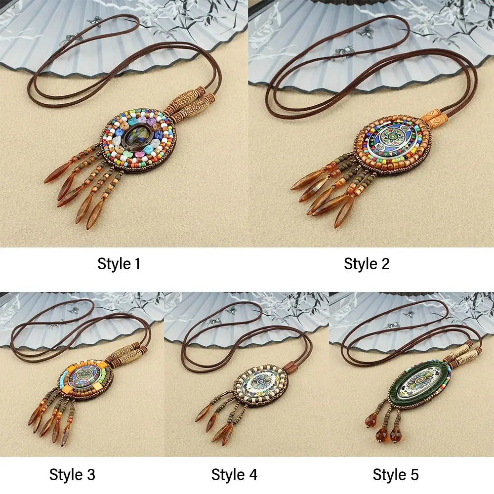 Buddhist Mandala Pattern Beads Pendant Necklace