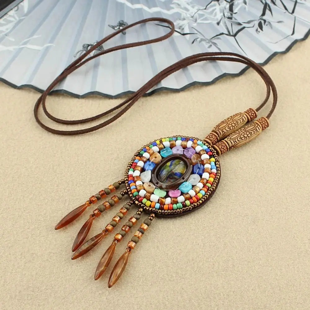 Buddhist Mandala Pattern Beads Pendant Necklace