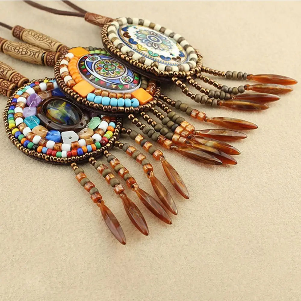 Buddhist Mandala Pattern Beads Pendant Necklace