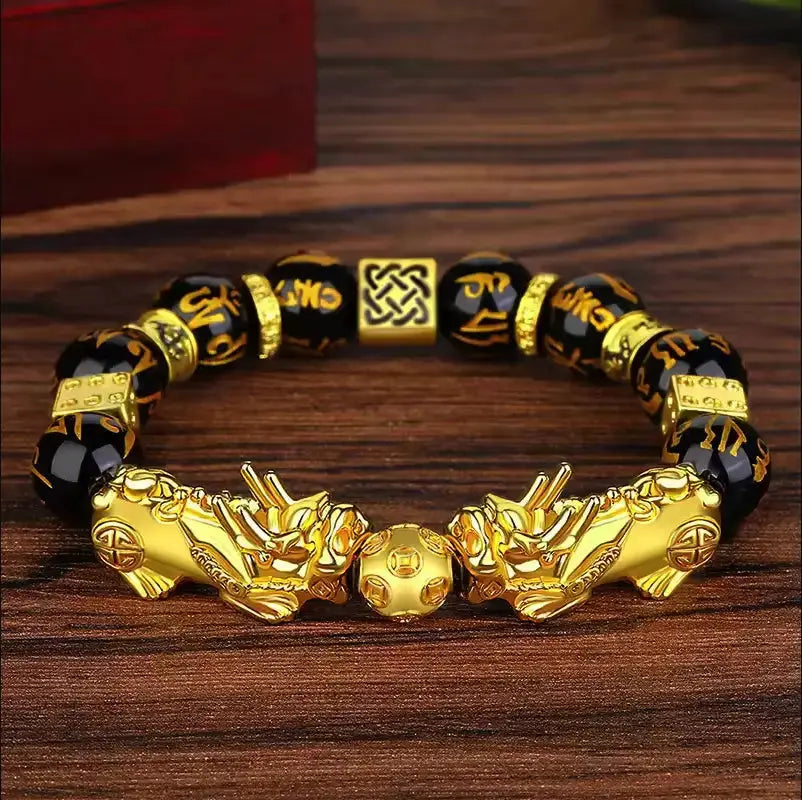 Double-Pixiu-Black-Obsidian-Bracelet-01