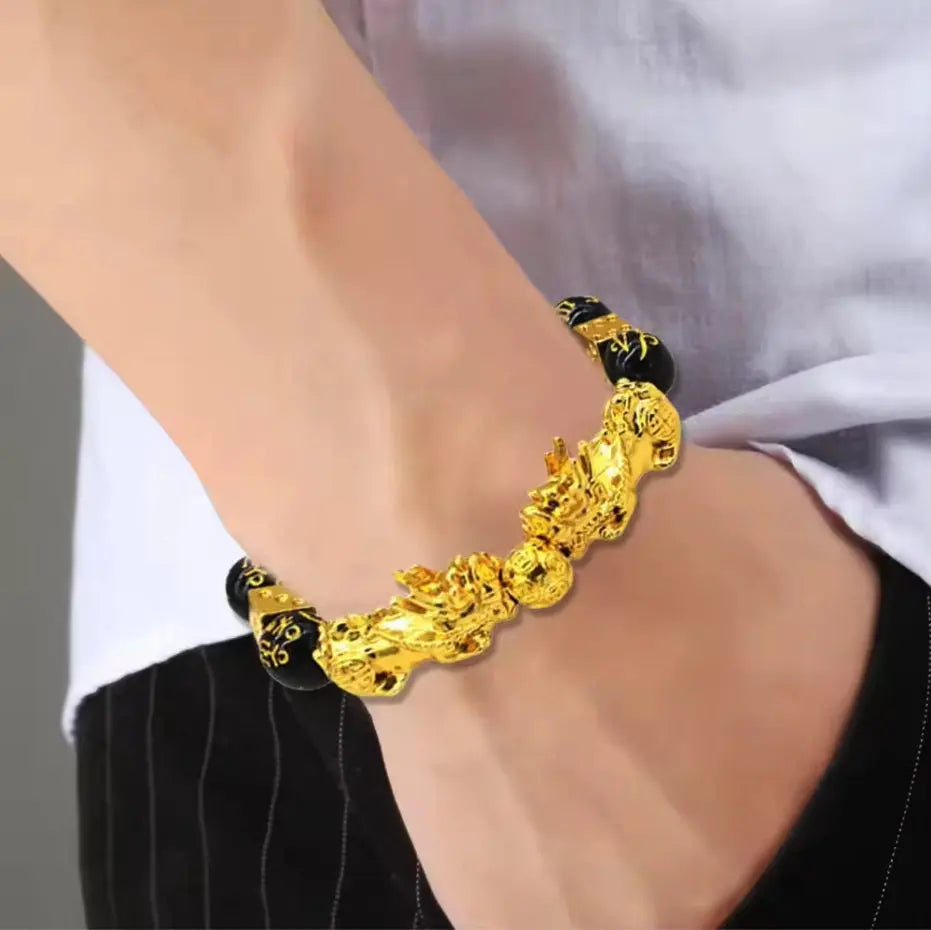 Double-Pixiu-Black-Obsidian-Bracelet-04