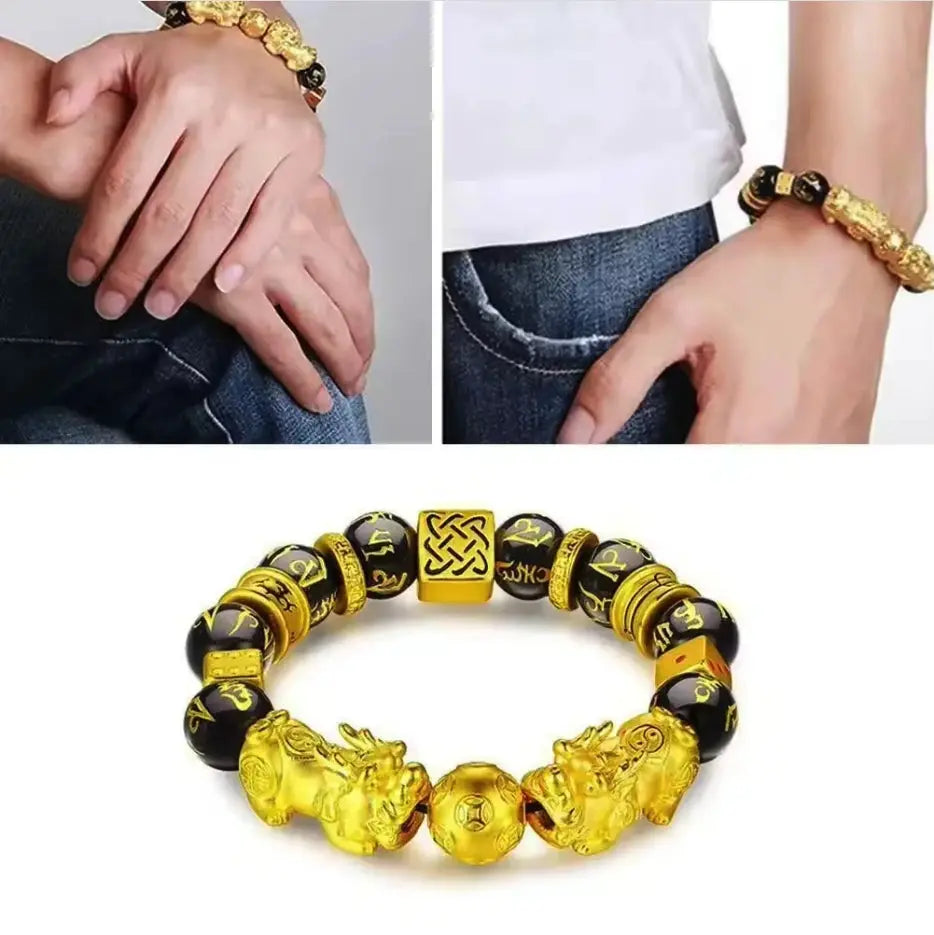 Double-Pixiu-Black-Obsidian-Bracelet-05