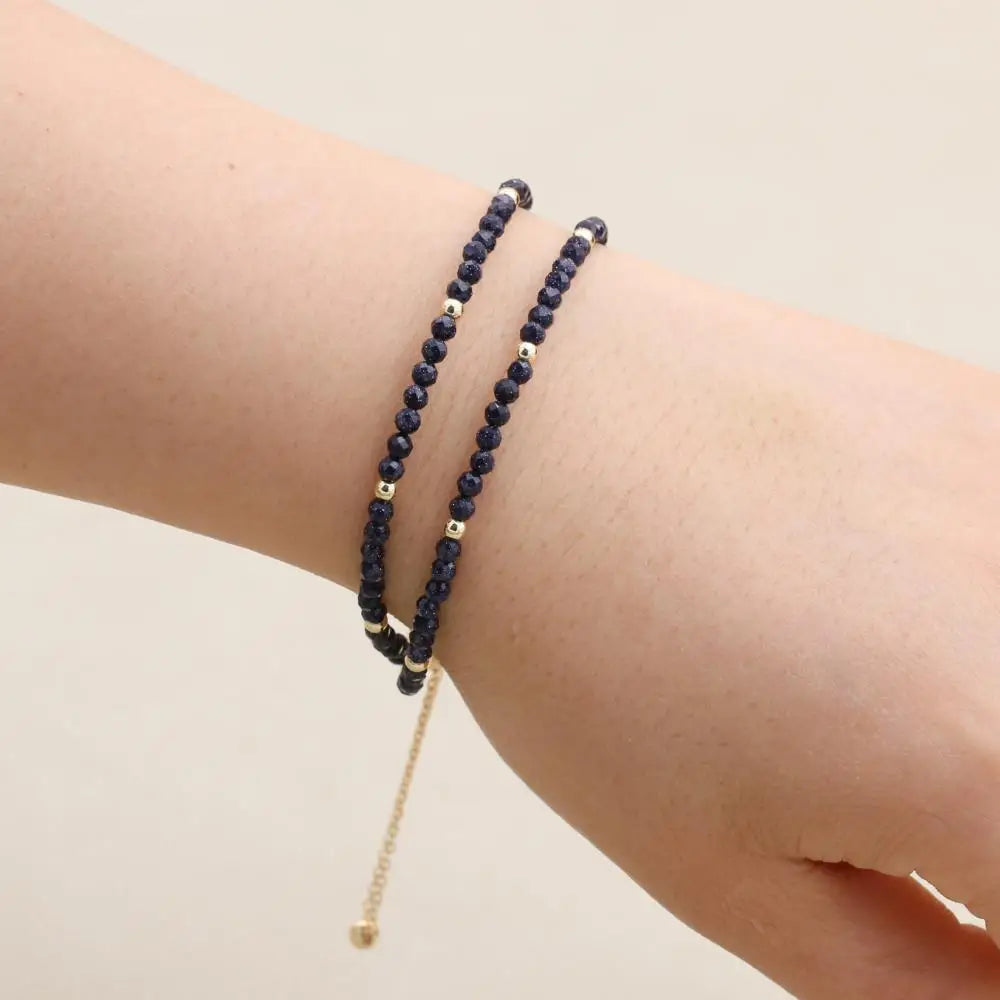 Double Layered Blue Sandstone Magnetic Bracelet 06