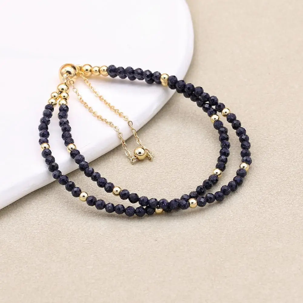 Double Layered Blue Sandstone Magnetic Bracelet 12