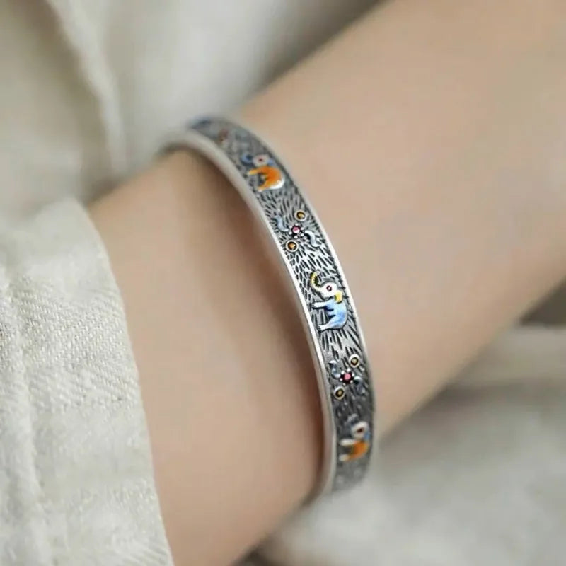 Enamel Colorful Elephant Bracelets Cuff Bangle