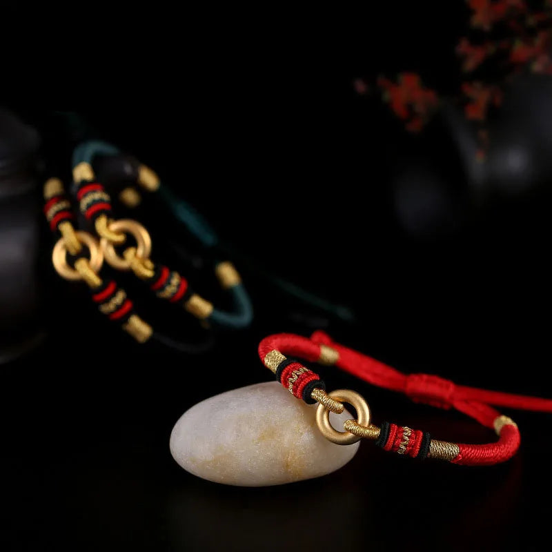 Tibetan Peace Buckle Knots Red Rope Bracelet