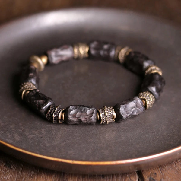 Tibetan Ebony Wood Copper Lucky Charm Bracelet